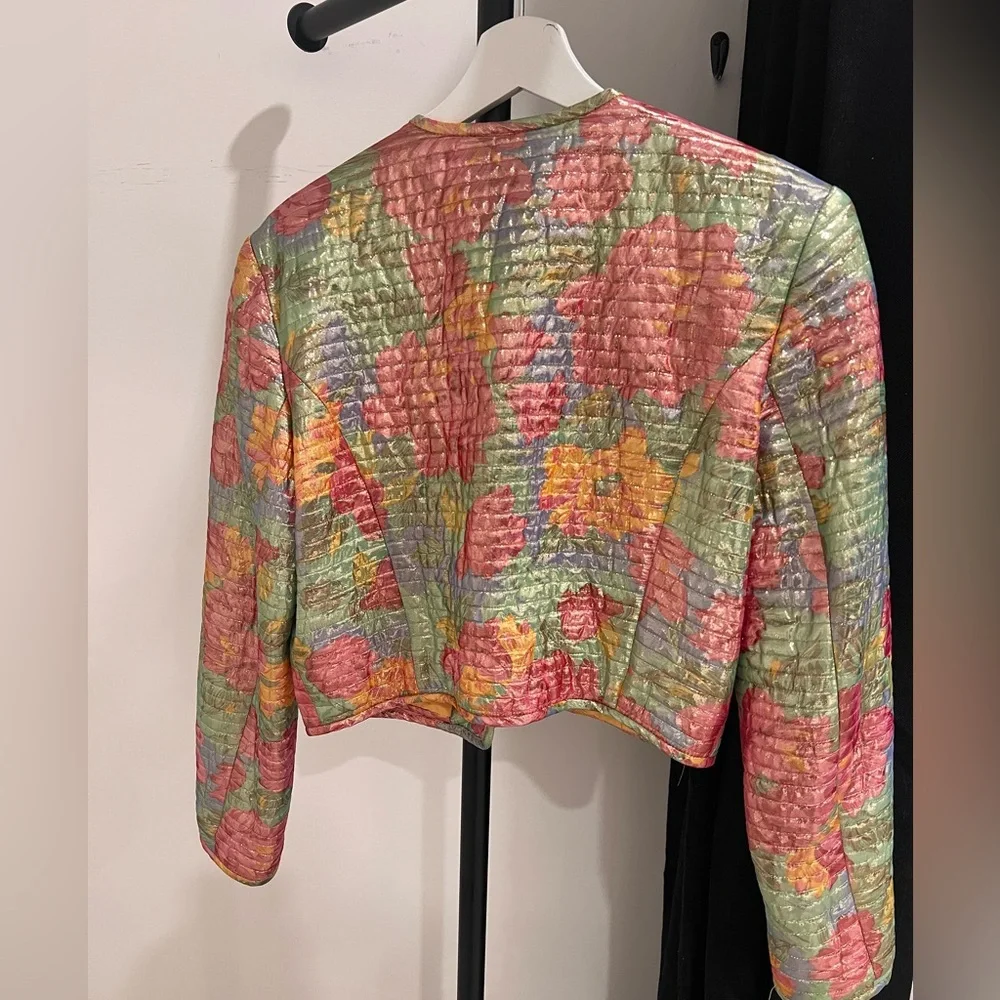Vintage Multi-Color Quilted Cropped Blazer Jacket - Picture 4 of 4